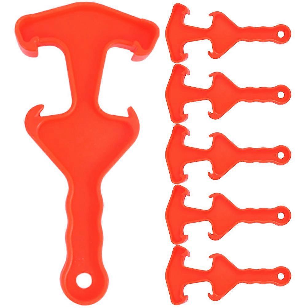 Bucket Lid Opener Tool 6Pcs Plastic Bucket Accessory Hook Shape Red Fits DIY Projects Construction Home Improvement Designed For Safe Handling