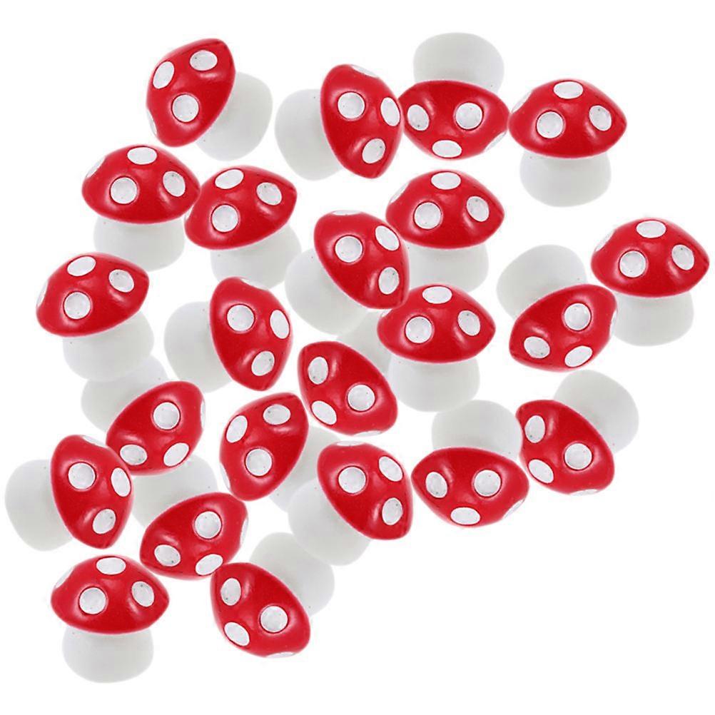 40pcs Red Resin Mushroom Decorations for Garden, Realistic Miniature Ornaments for DIY Micro Landscape, Durable Tiny Statues for Indoor and Outdoor