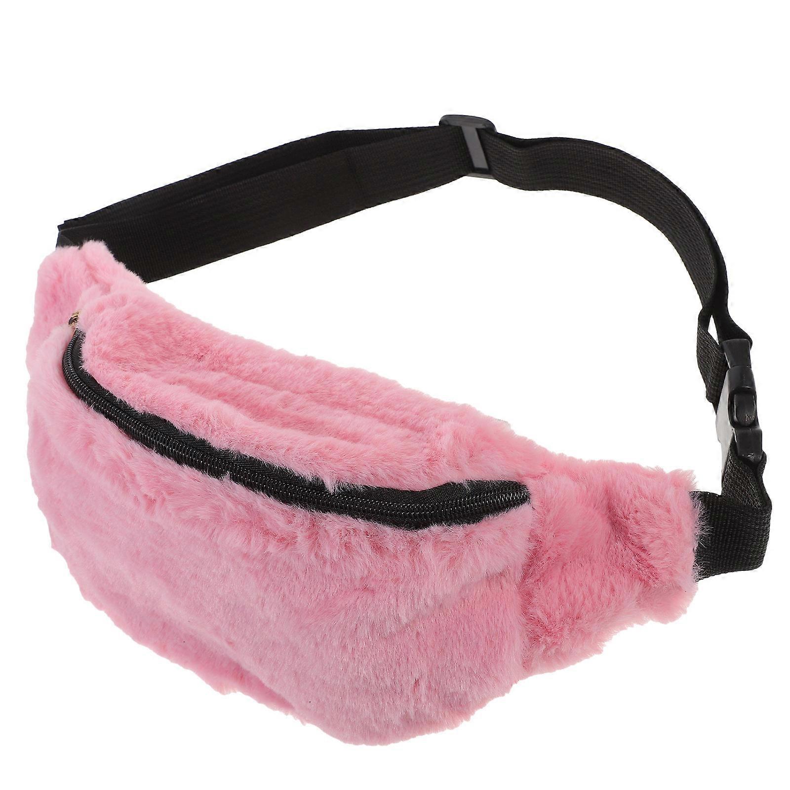 Lightweight Colorful Plush Waist Bag for Women – Fashionable Crossbody Shoulder Bag for Autumn Winter Activities, Travel, Running, and Parties –