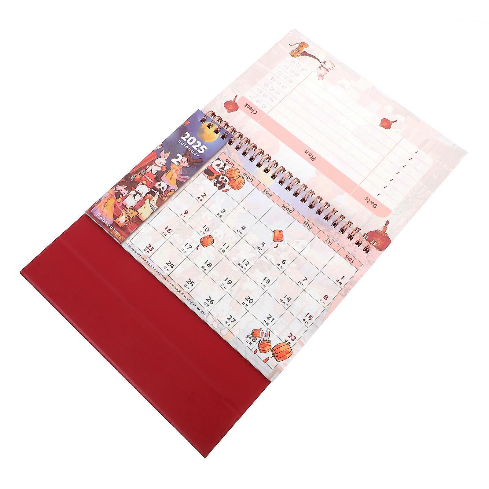Creative Coil Calendar Indoor Decor Retro Design Note-taking Calendar Multi Color 1Set