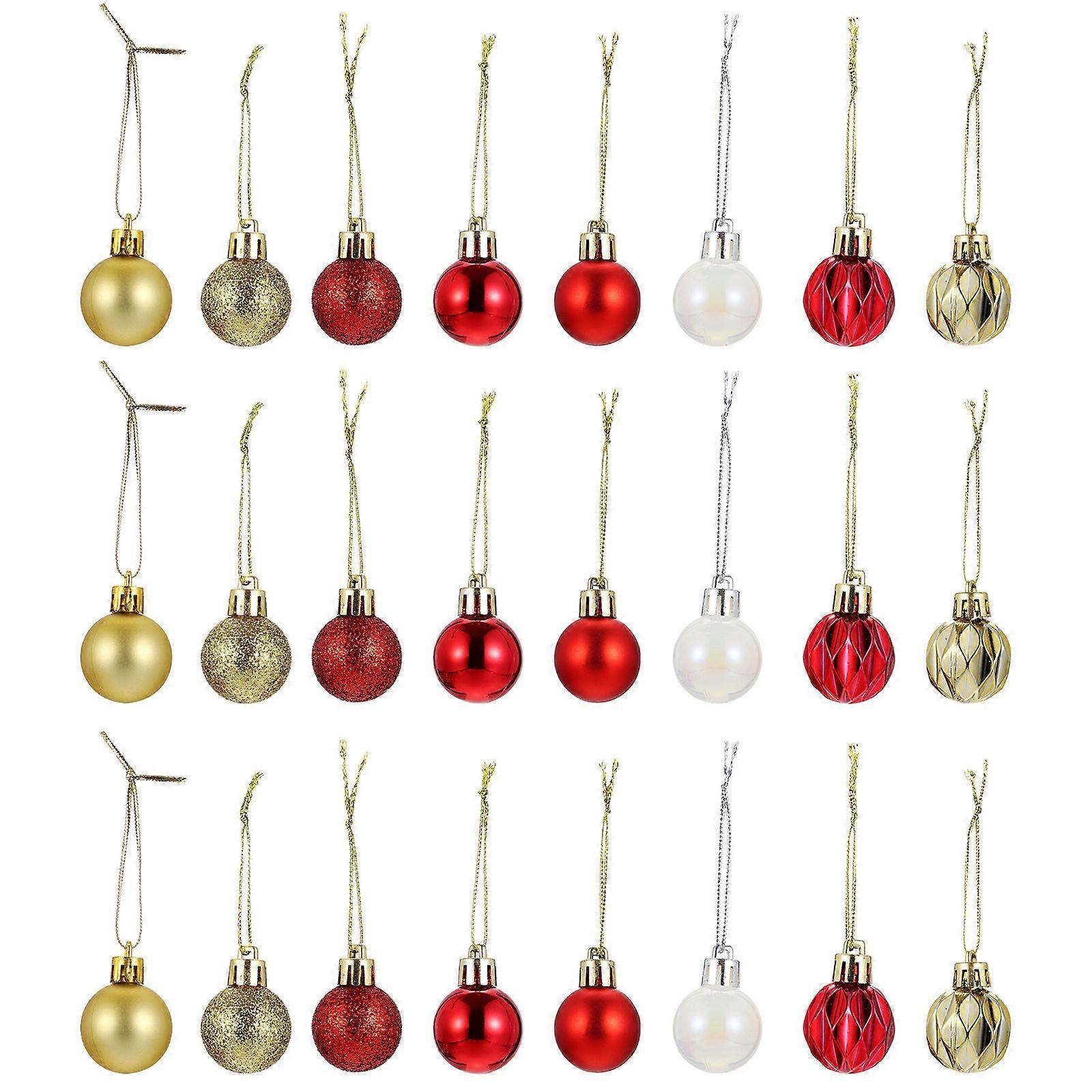 36pcs Christmas Tree Hanging Ornaments, Xmas Ball Pendants, Gold Red White Decorative Baubles for Tree and Window Decoration