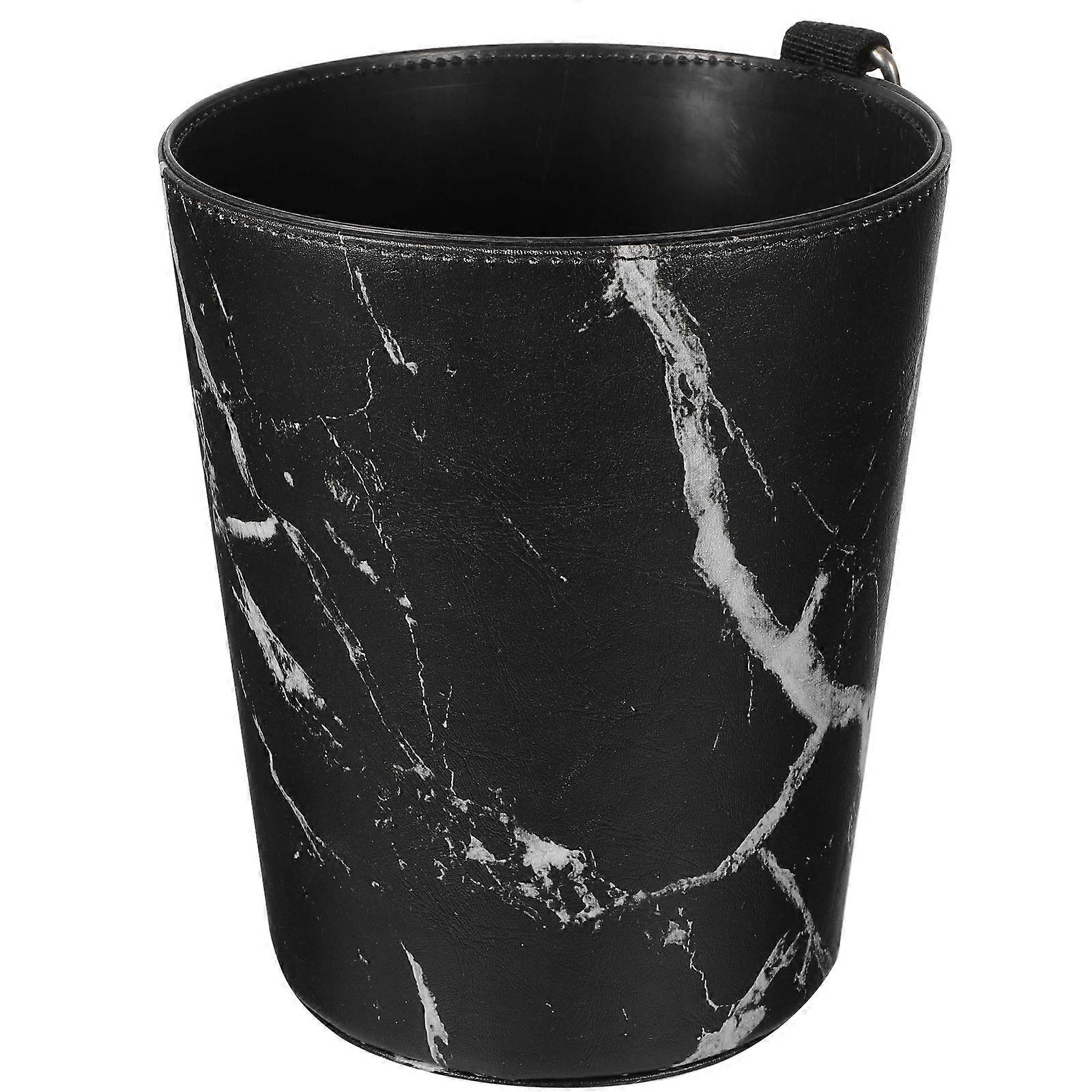 Small Trash Can For Car Use Vehicle-Mounted Garbage Bin Black Round Design For Drivers 1Pc