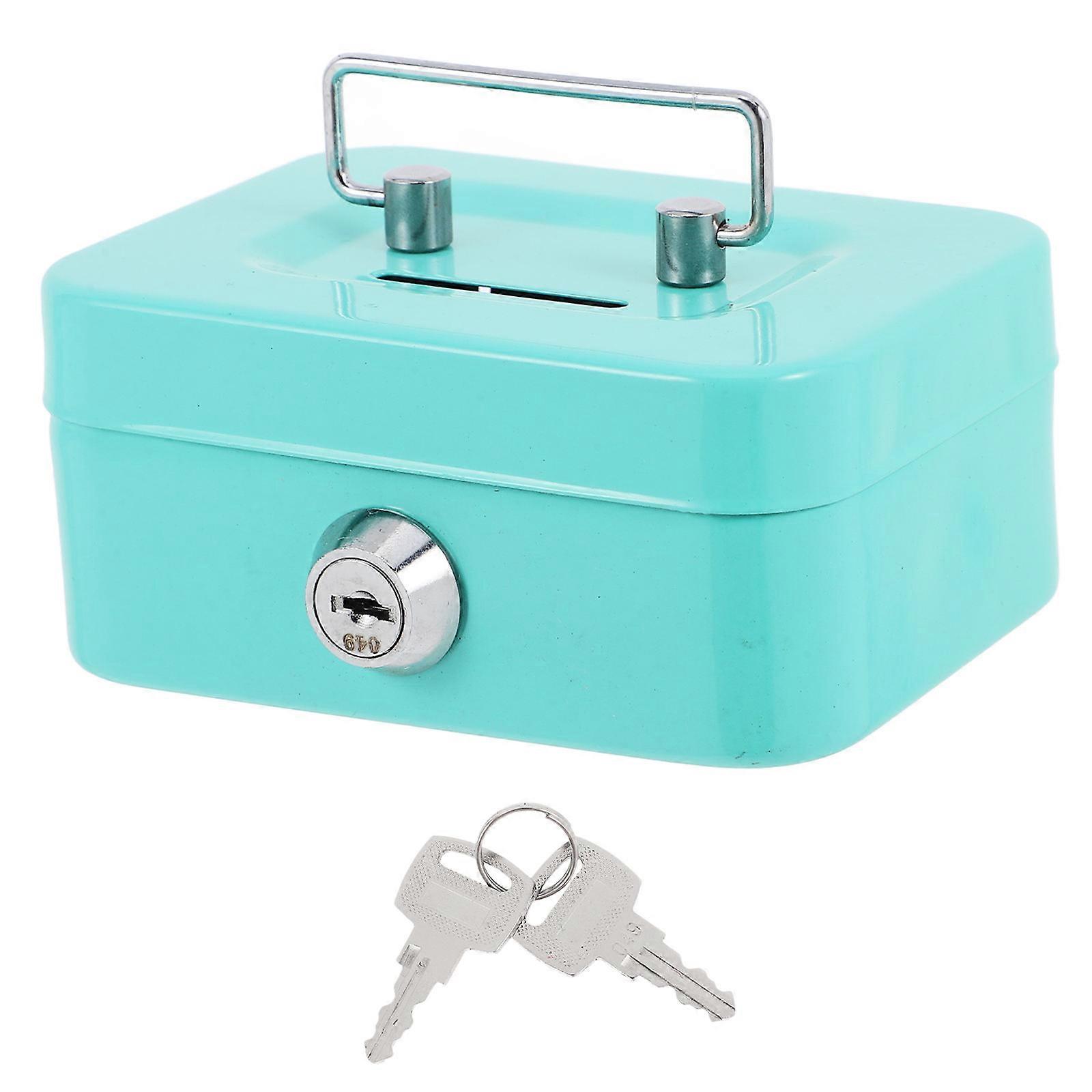 Storage Box With Key Lock For Friends Family Home Use Small Green Steel Cash Organizing Box 1Pcs