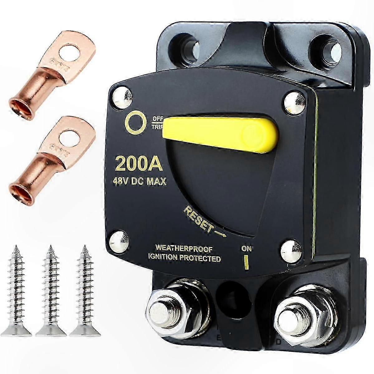 200 Amp Circuit Breaker with Manual Reset Switch High Amperage for Marine RVs Yacht Trolling Boat Battery Solar System