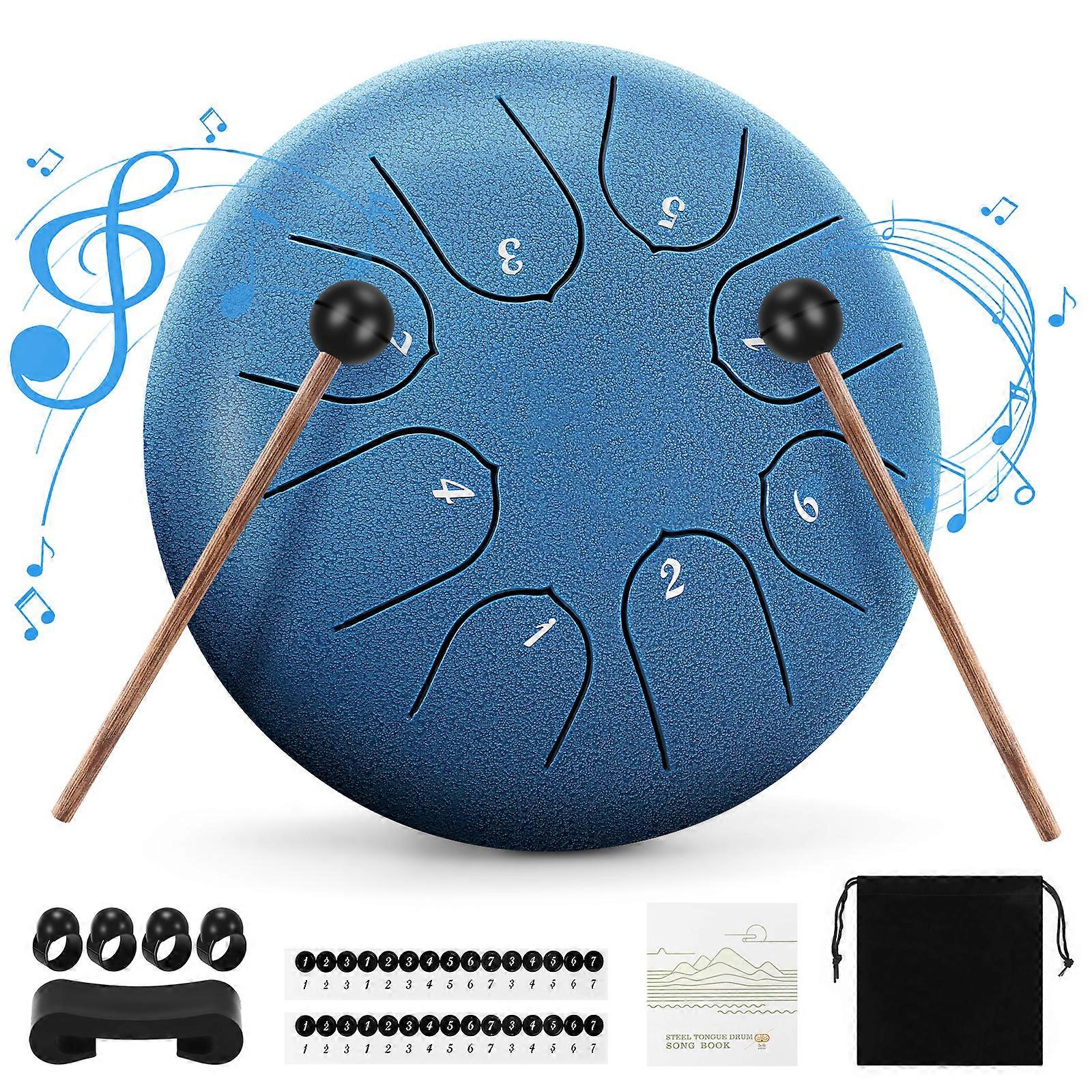 6-inch Tongue Drum 8 Notes in C Major Ocean Wave Pattern