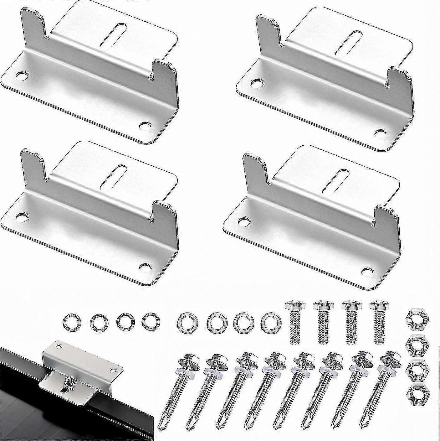 Solar Panel Mounting Brackets with Screws - Chrome Alloy Z Shape Supports for Solar Panels - 4 Pieces Set