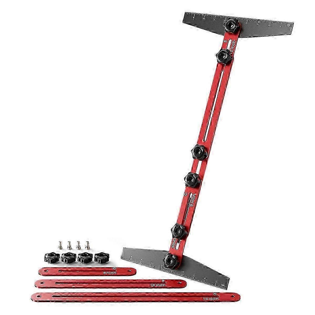 Stair Template Tool and Stair Tread Gauge Measuring Jig for Staircase Building, Repair, and Remodeling Projects
