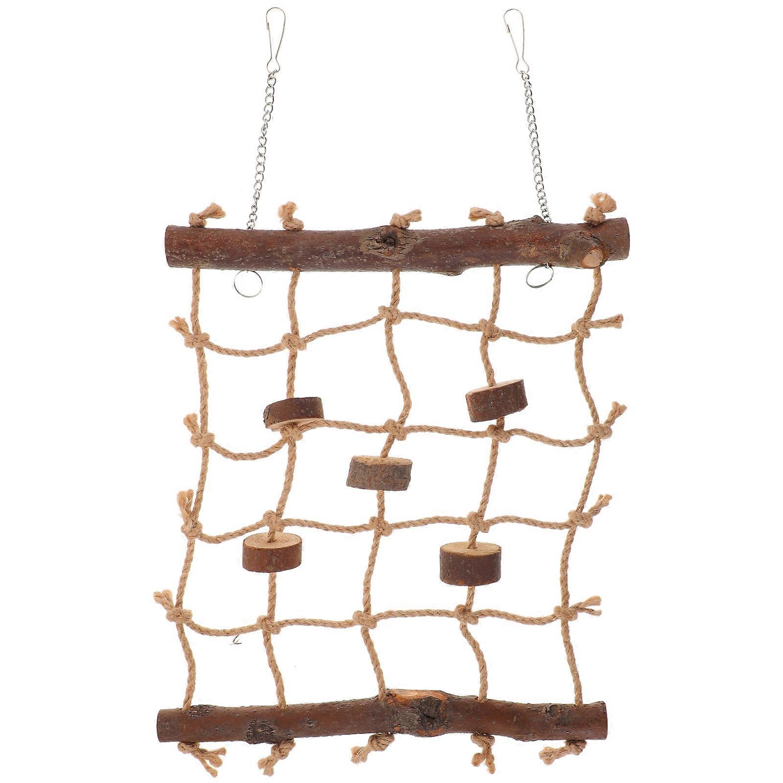 Hanging Bird Netting For Birds Climbing Exercises Rustic Design 24x37cm Coffee Entertainment 5Pcs