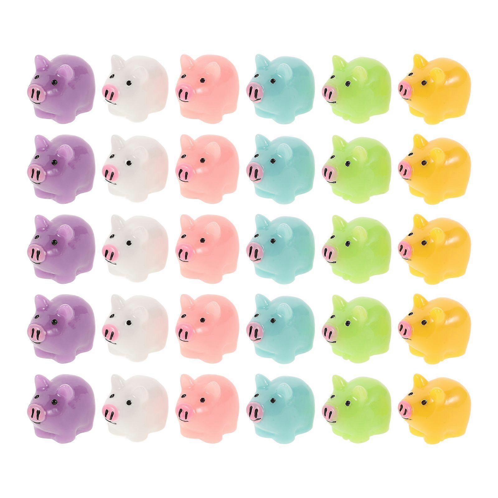 30pcs Colorful Miniature Pig Decoration Micro Landscape Resin Ornament Desktop Small Animal Statue