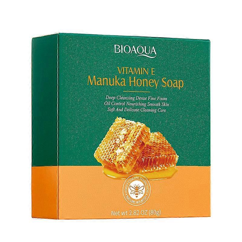 Vitamin E Manuka Honey Soap with Coconut Oil, 80g - Deep Cleansing Dense Foam for Oil Control, Nourishing Moisturizing Bar, Natural Formula for Smooth