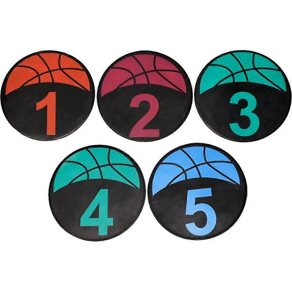 5 Pcs Basketball Training Disc Spot Markers Antislip Rubber Sports Training Markers Round Flat Number Dots Training Marker