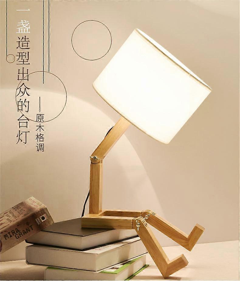 Neoglint Solid Wood Table Lamp Adjustable Changeable Shape E27 Base for Living Room Bedroom Bedside Office