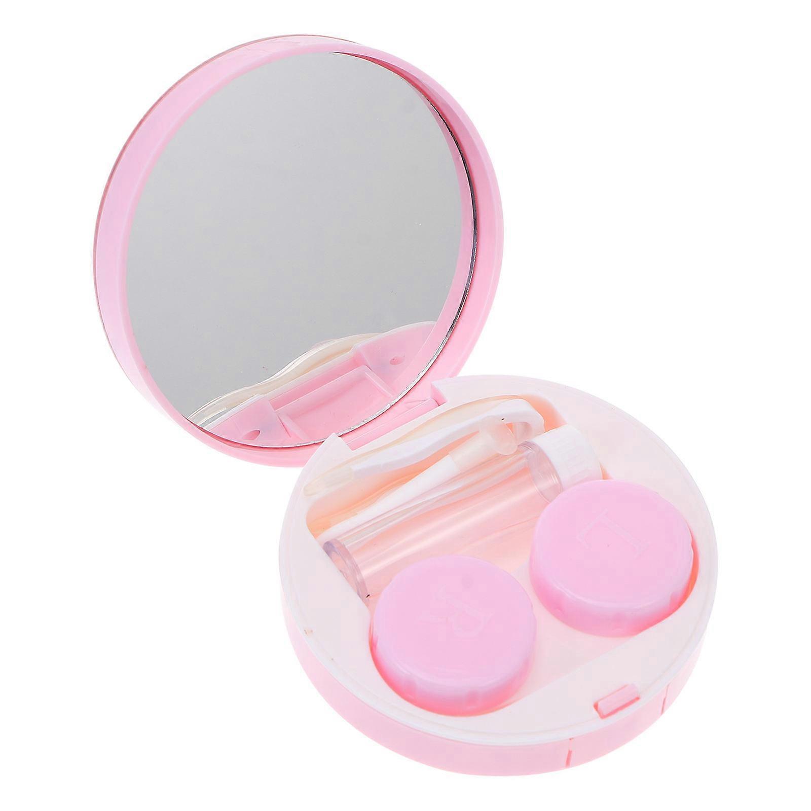 Quicksand Lens Box Case Outdoor Activities Travel Pink Abs Medical Plastic Prevent Leakage 1Set