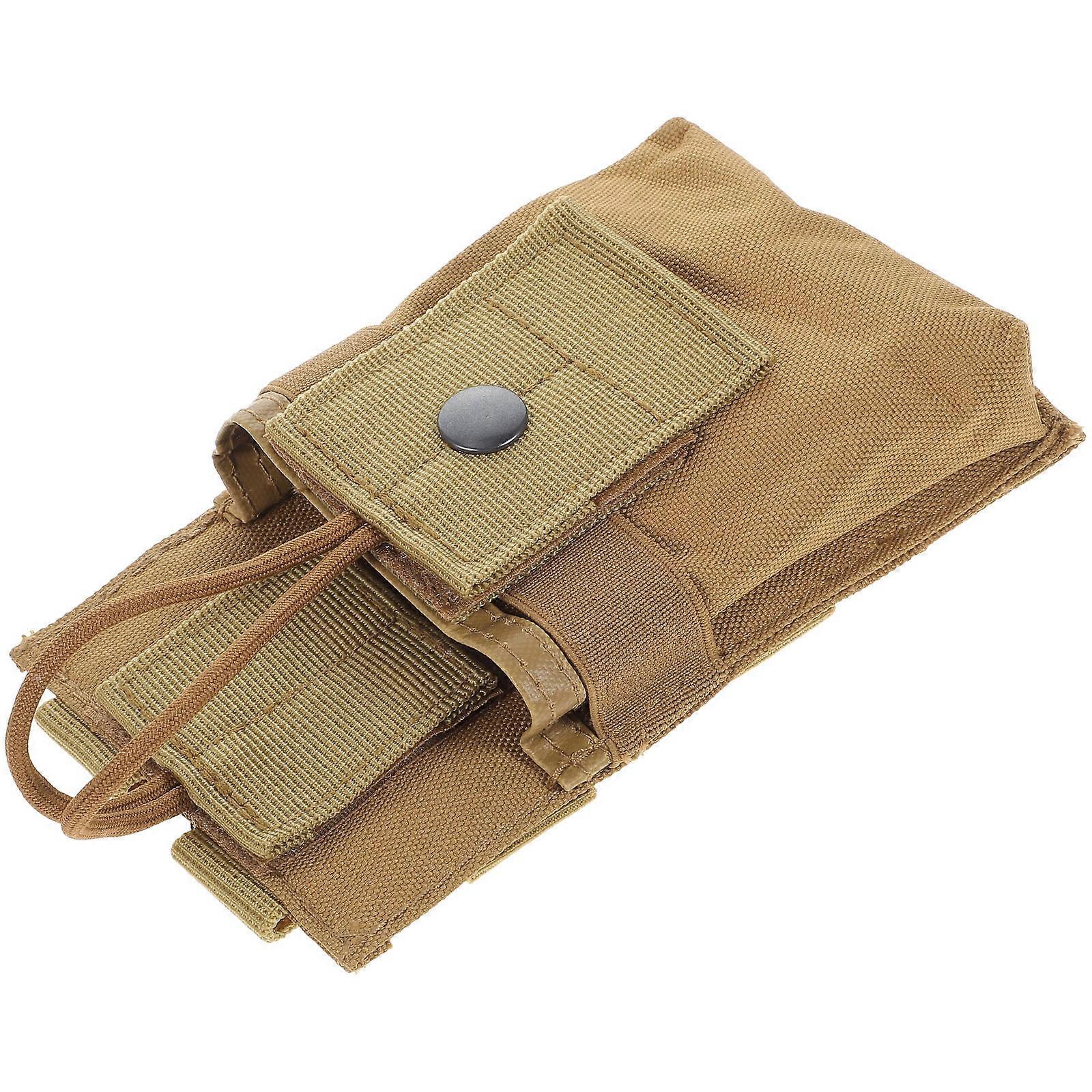 Heavy Duty Radio Holder for Camping Outdoor Security Work Hiking with Khaki Waterproof Fabric for Secure Attachment 1Pcs