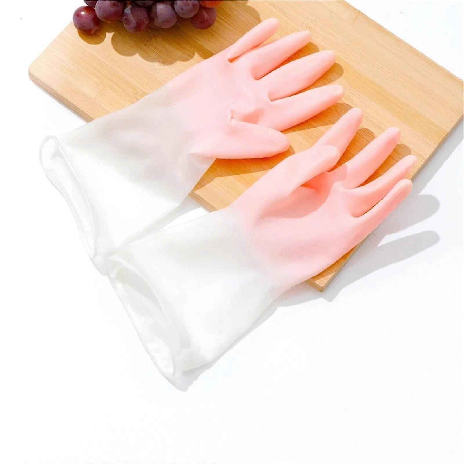 Household Dishwashing Gloves - Pink Rubber Cleaning Gloves for Laundry, Waterproof, Thin, 78x92cm Latex Bowl Brush Gloves