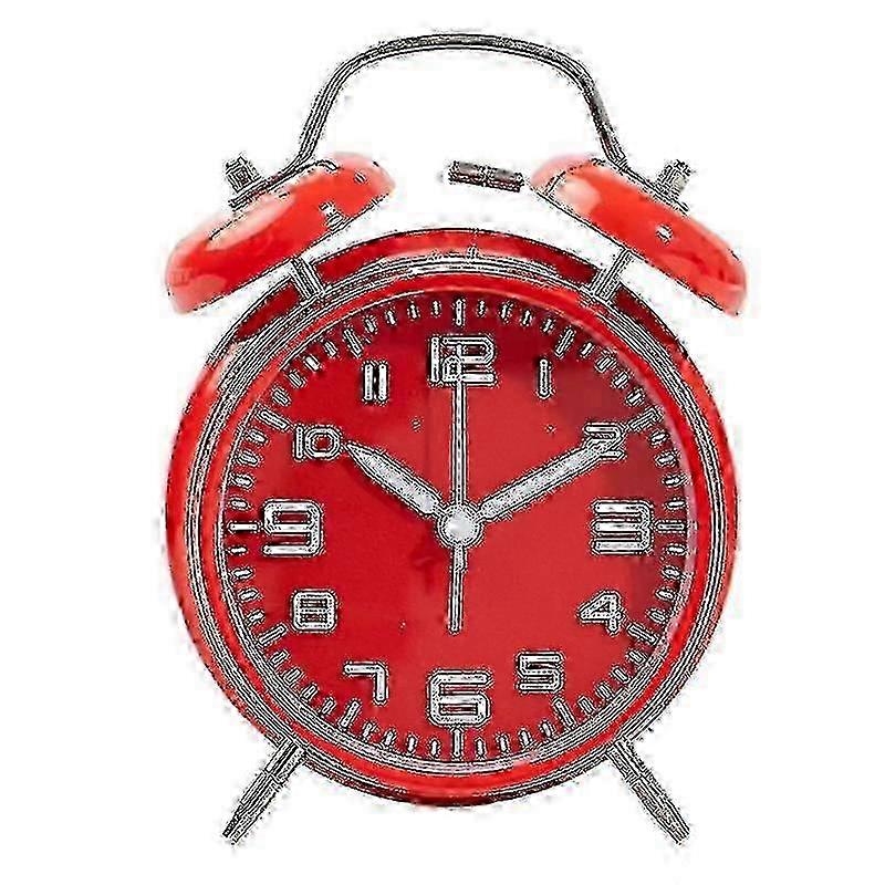 Vintage Heavy Sleeper Alarm Clock with Backlight, Battery Operated Bedroom Clock for Deep Sleepers - Red