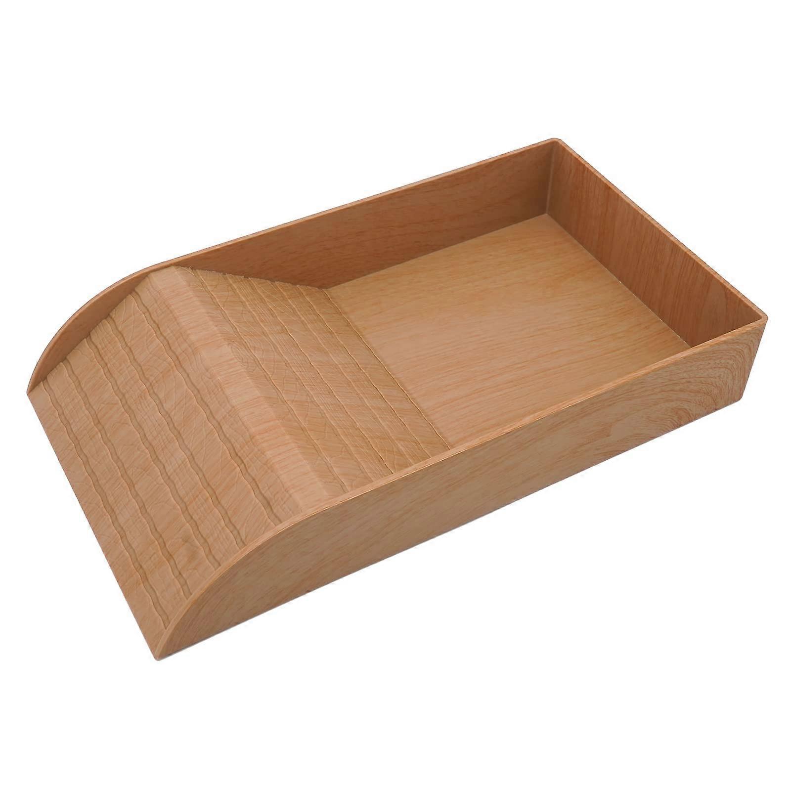 Tortoise Food Bowl with Ramp Climbing Design, ABS Plastic Water Bowl for Turtles, Snakes, Lizards - Wood Grain Aesthetic