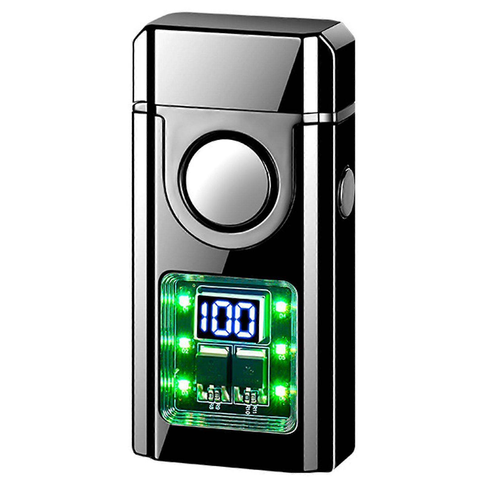 Double Fire Windproof Lighter with Colored Lights Digital Display Intelligent Induction Direct Flames Lighter