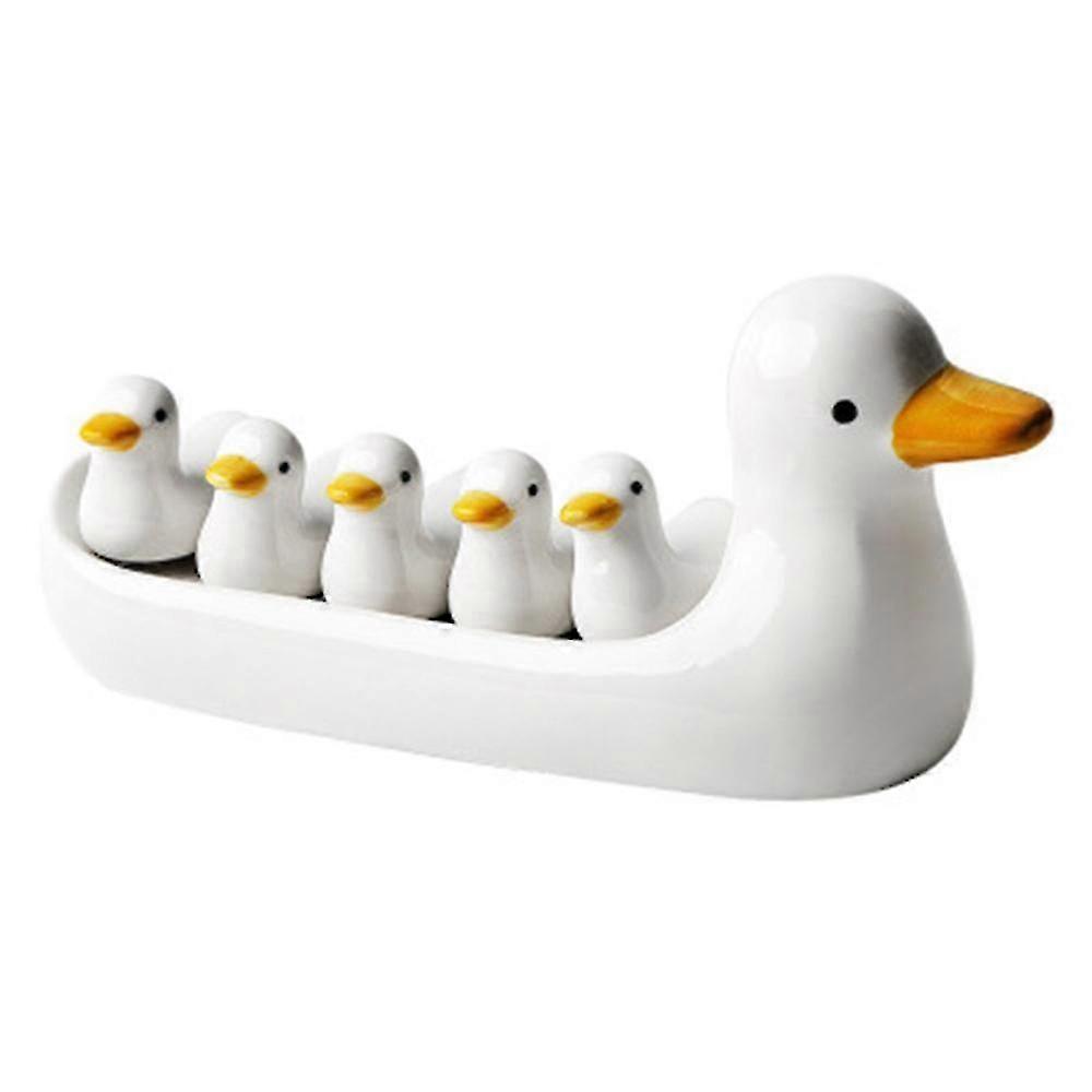 6pcs Lovely Duckling Chopstick Holder Set Support Fork Coffee Spoon...