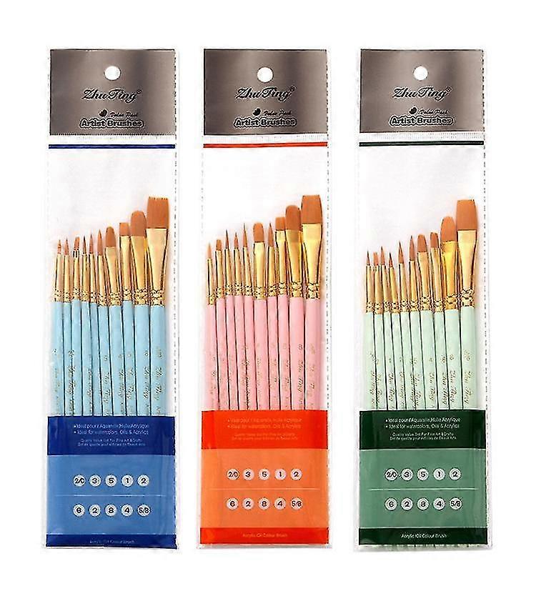 10 stk guld nylon hårbørste akvarel børste