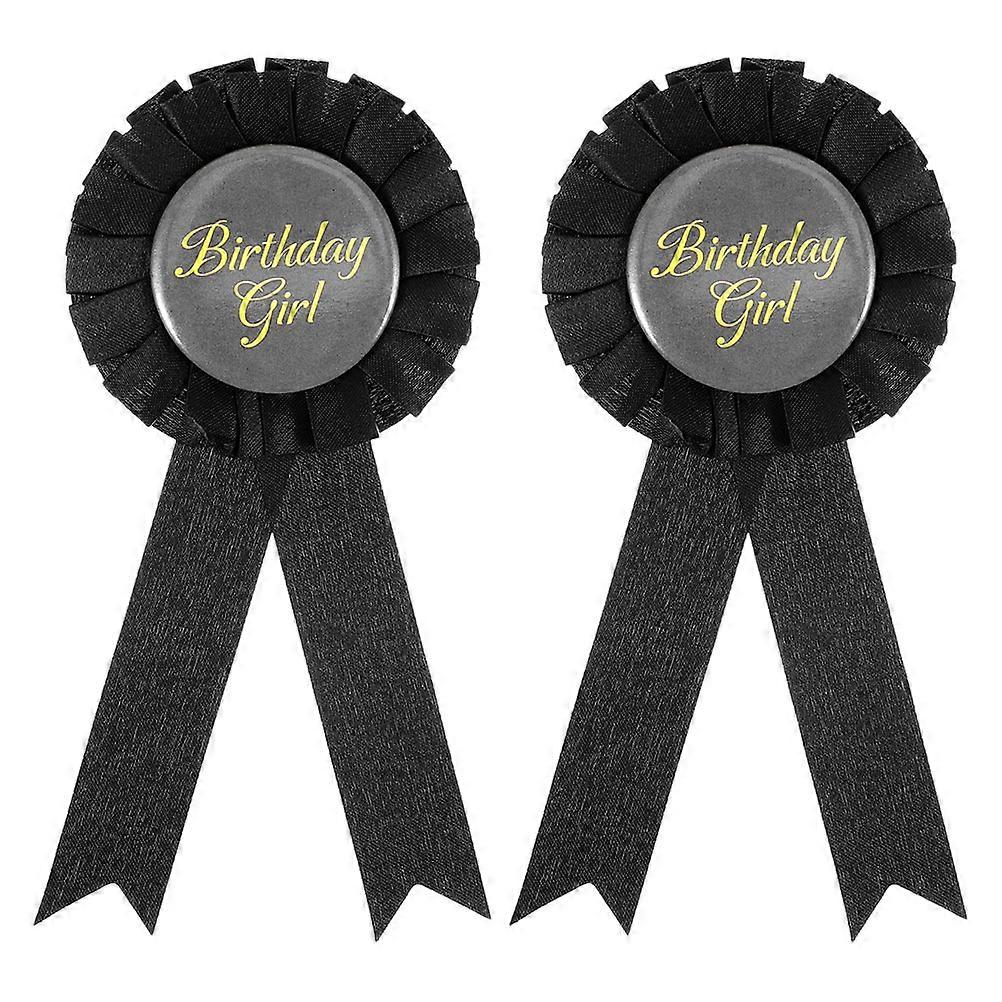 Elegant Birthday Badge Tinplate Material Birthday Celebrations Black Color 2Pcs