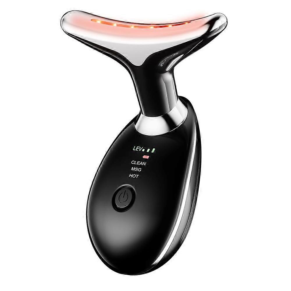 Neck Face Massager, Facial Massager Device with Thermal, Triple Action Colour Modes for Skin Rejuvenation, Face Sculpting Tool for Double Chin - Black
