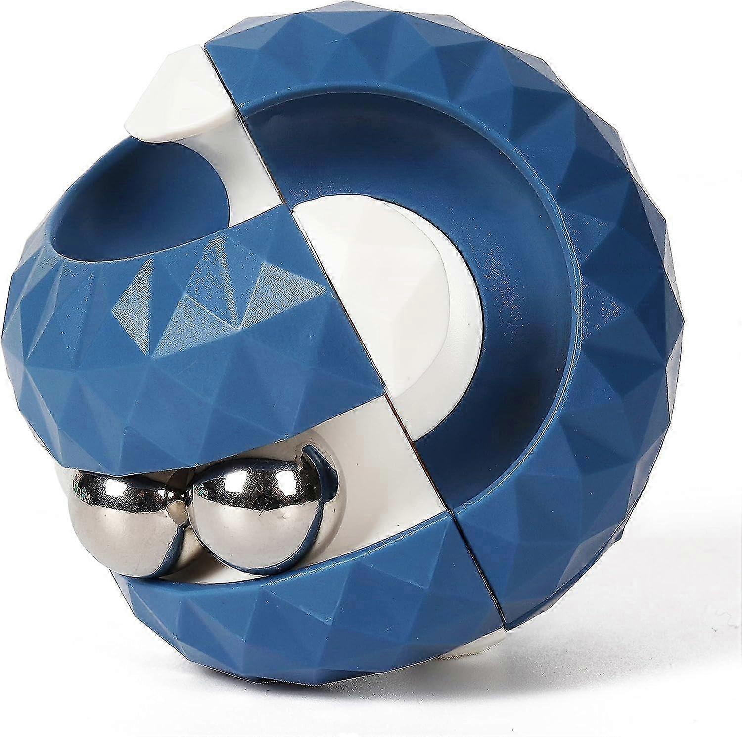 Rotating Cube Bead Orbit Ball Maze Ball Fidget Hand Spinner Sensory Toys - Blue