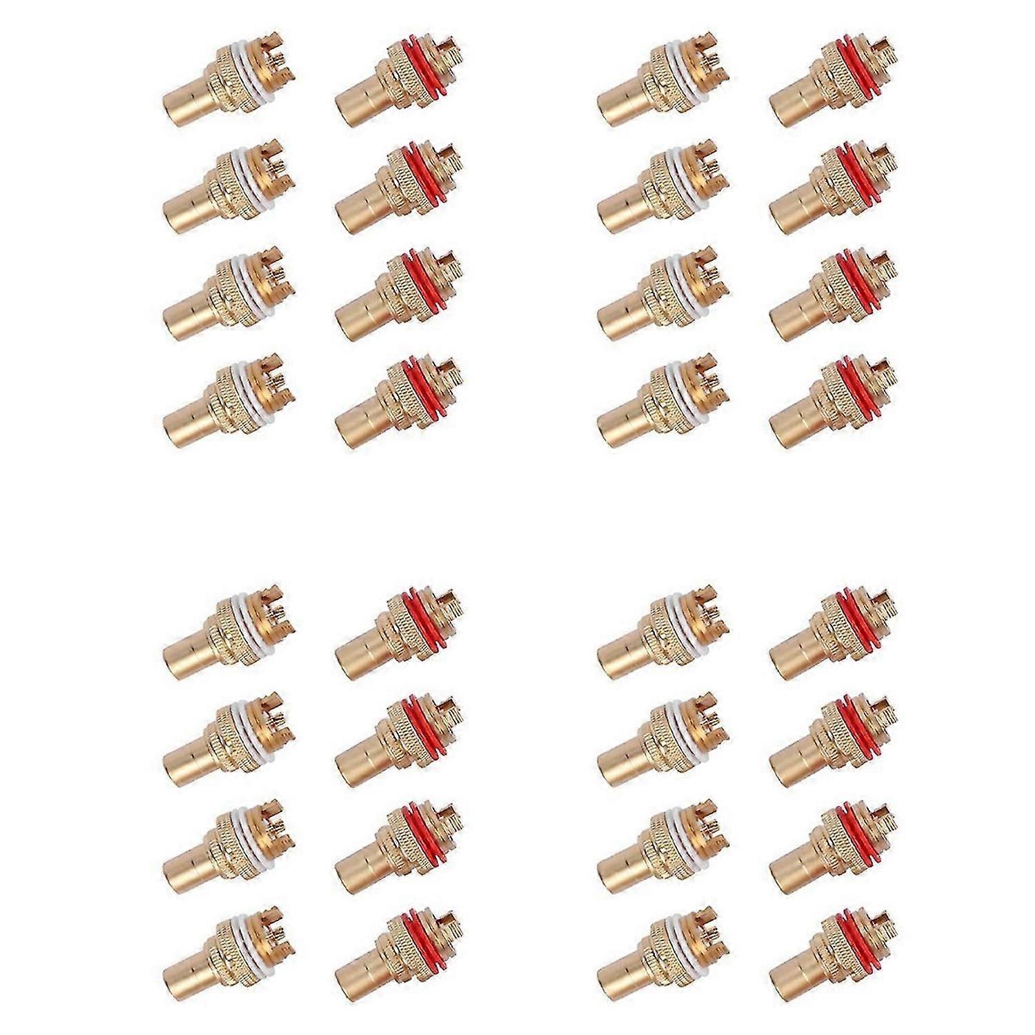 8pcs Red+White Female Socket Copper Plug Amp HiFi