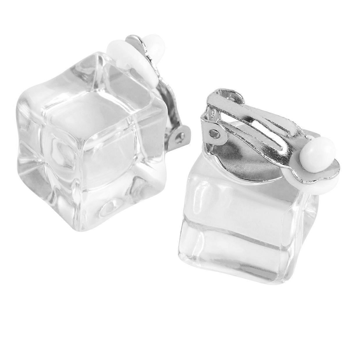 Cube Ear Ice Cube Earring for Decoration 1Pcs White Square Stylish Accessory