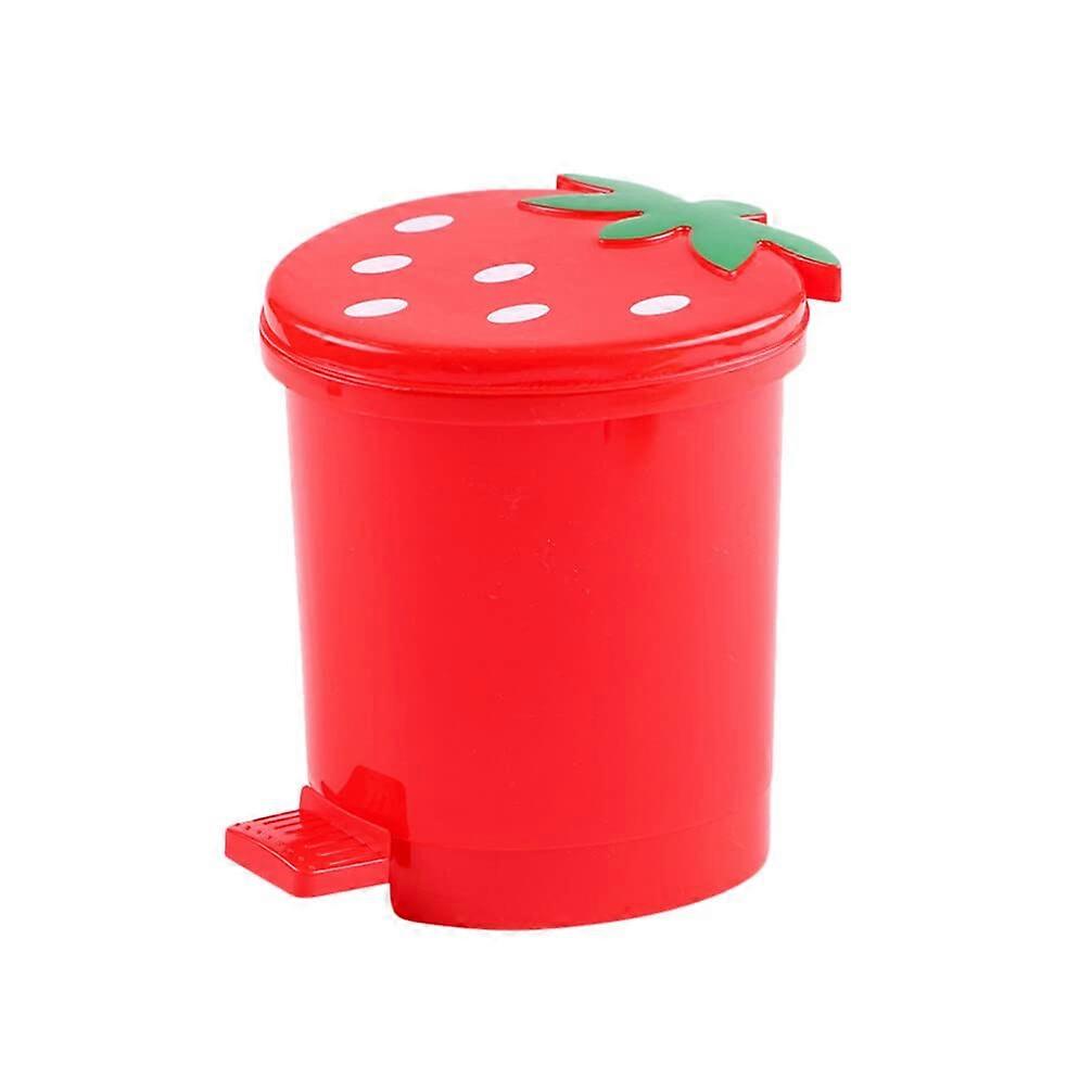 Strawberry Desktop Trash Bin Mini Rubbish Can With Cover For Home Office Kitchen Lightweight PP Material Waste Container