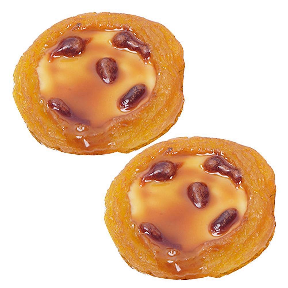 Fake Egg Tart Decor For Food Trade Fruit Shop Showcase Display 7.00X3.50X2.50CM Light Brown 2Pcs