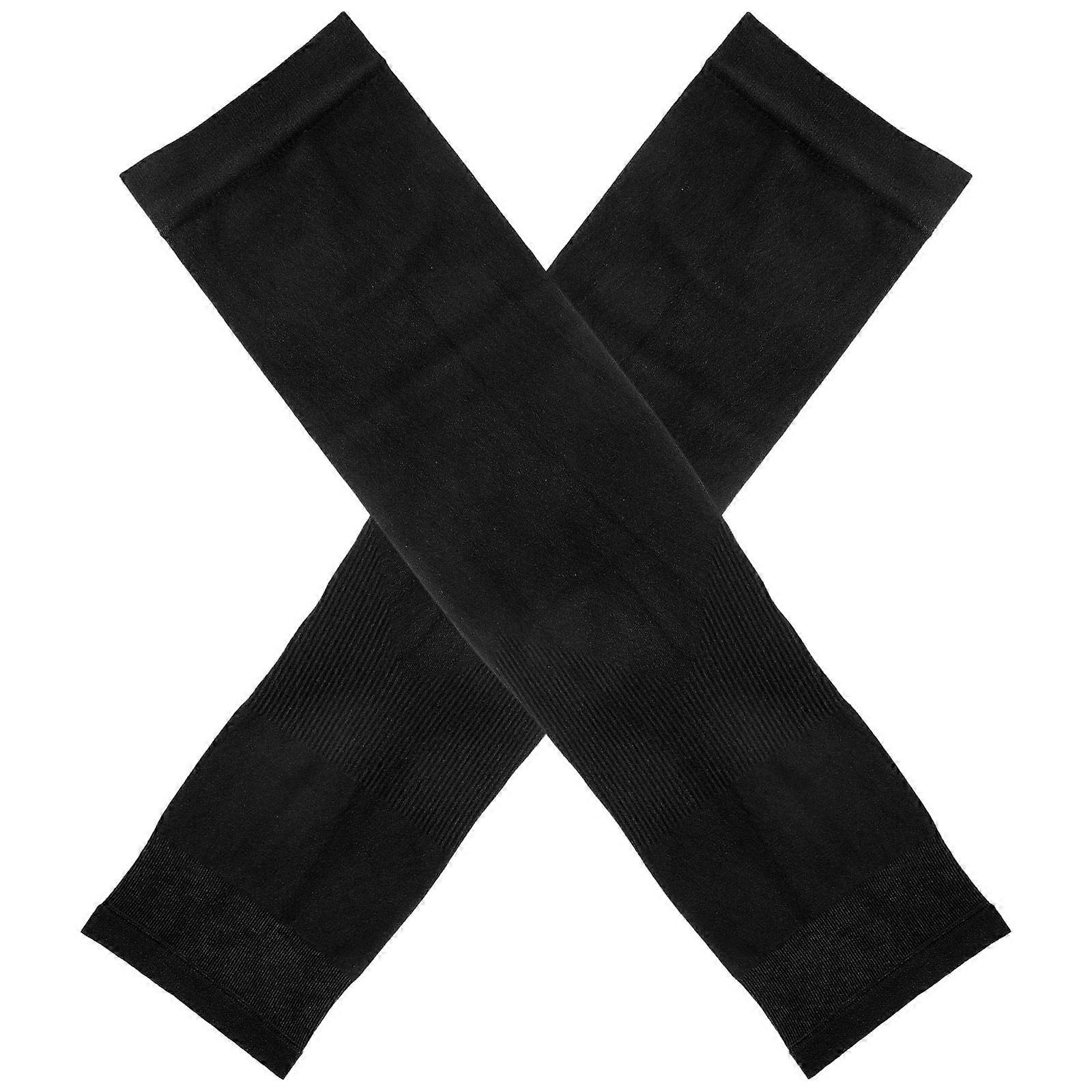 Uv Protection Arm Sleeves Protective Sleeve for Men Black Nylon Material with Cooling Effect 1 Pair