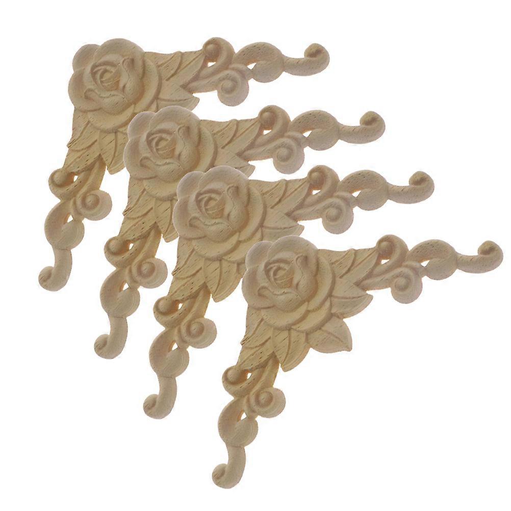 Wood Applique Solid Wood Carved Corner Onlay for Decoration Use 8Pcs