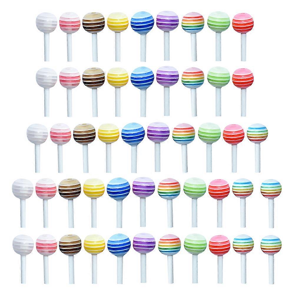 Mini Lollipops Plastic Lollipop Model for Decor 50Pcs Assorted Color
