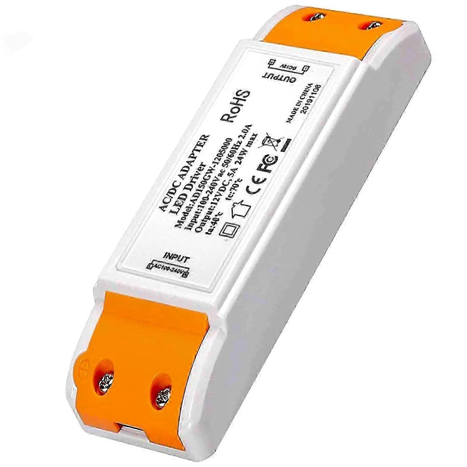 Led Transformer Led Power Supply 0-24w Led Driver Adapter 12v Dc 2a - Constant Voltage For Led Strip Lights And G4 Mr11 Mr16 Led Light Bulbs (24w)