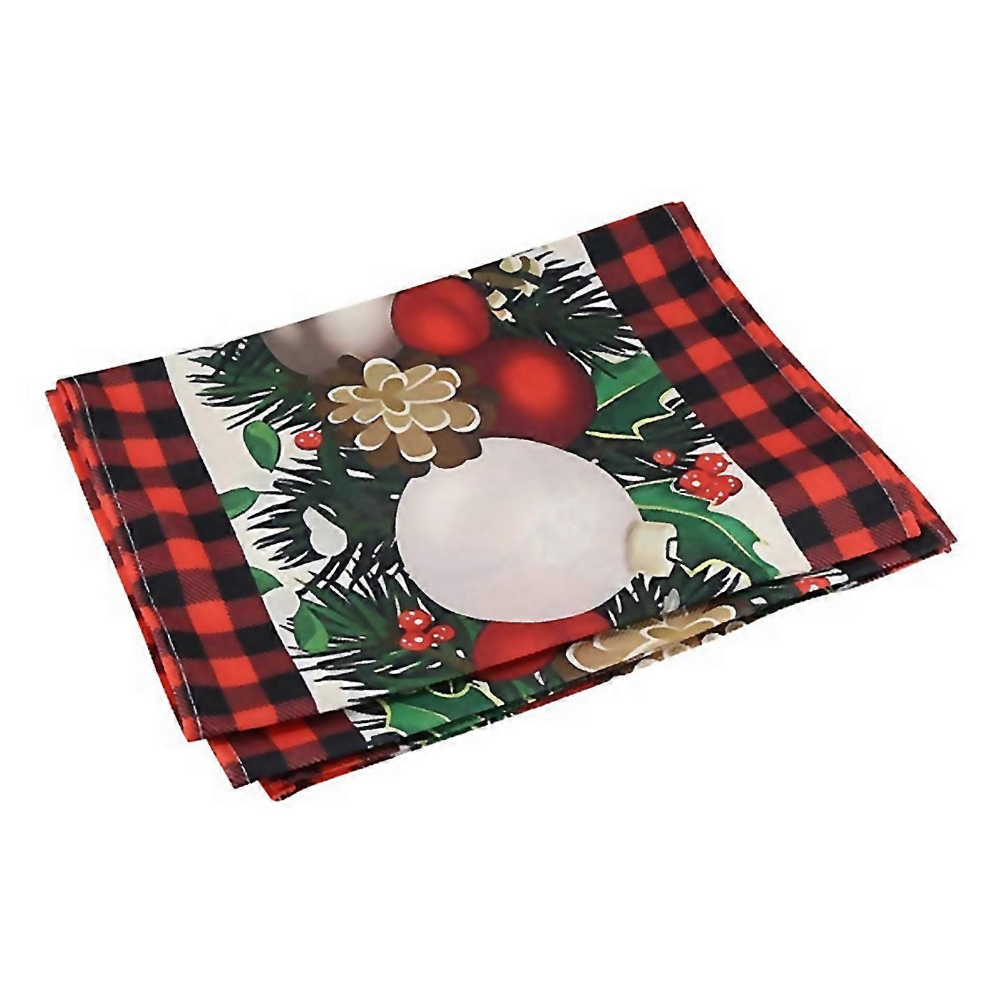 For 2pcs Christmas Table Linen Table Runner Check Xmas Decoration