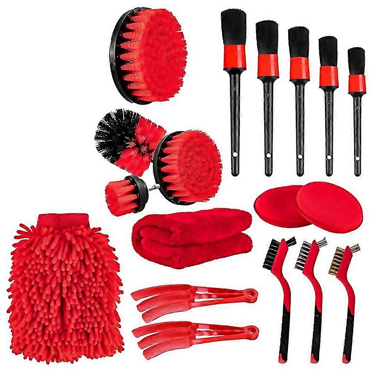 For 18 Pcs Car Cleaning Tools Kit Car Detailing Brush Set
