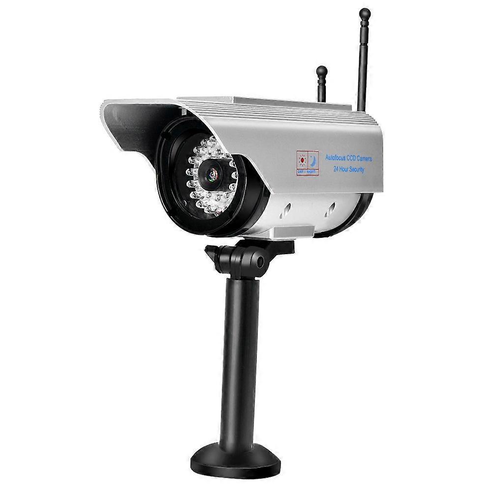 Solar Power LED Fake Camera Outdoor Security Surveillance Silver Dummy Camera