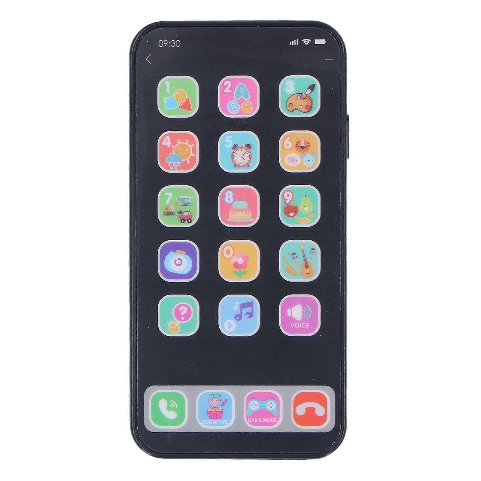 Kids Simulation Cell Phone Toy Music Light Function Educational Gifts for Over 3 Years Old Black