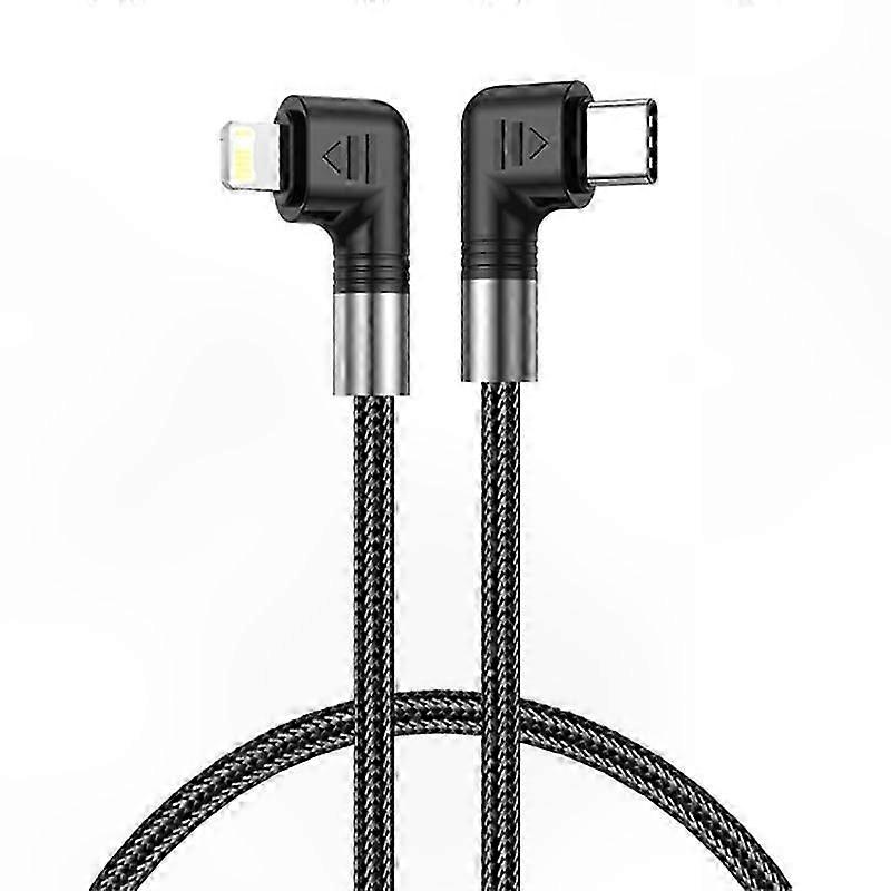 A9 0.5m USB-C to Lightning 30W Fast Charging Cable, Dual Elbow Plug Nylon Braided Data Cord for