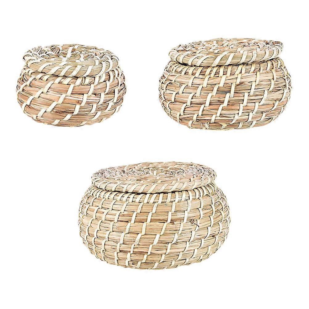 Natural Grass Storage Baskets for Home 6Pcs Straw Woven Holders