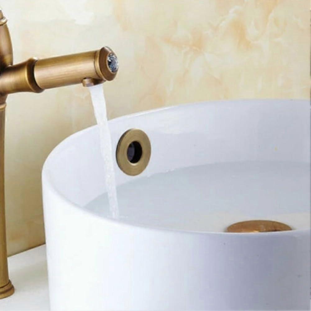Brass Basin Overflow Cover Insert Round Metal Sink Hole Cap Fits 2224mm Overflow Opening Brushed Brass Finish Silver