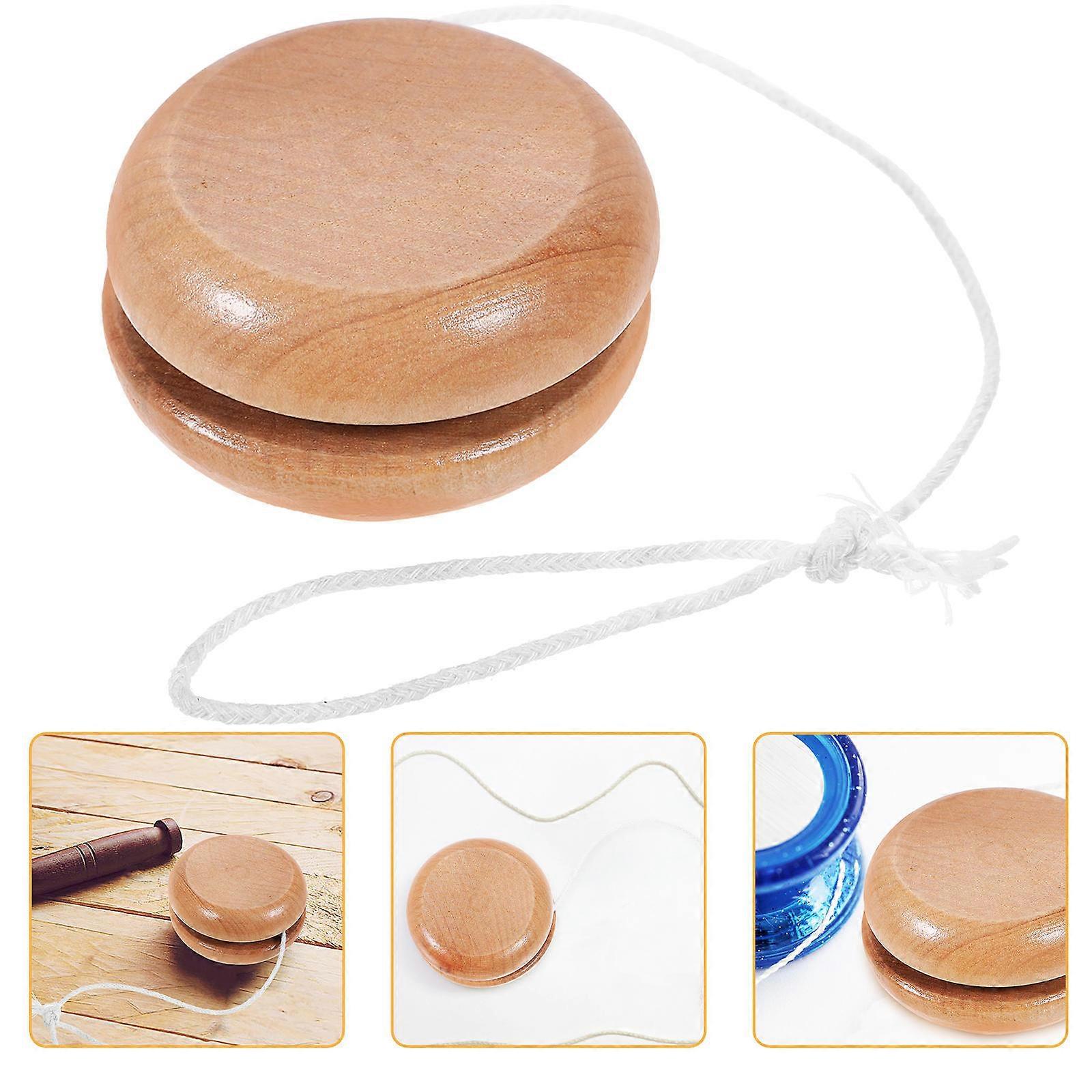 String Ball Toy 3Pcs Khaki Wooden Yo-Yo For Outdoor Play Unisex Simple Design 5.00X5.00X2.50CM Exercise Hand-Eye Coordination