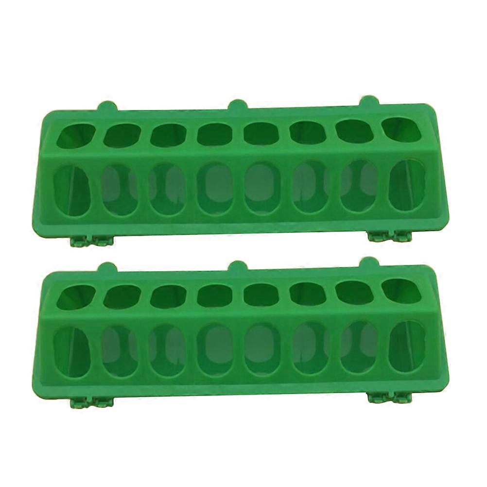 Feeding Troughs 2Pcs Green Plastic Bowls For Birds Outdoor Use Material Prevent Spillage