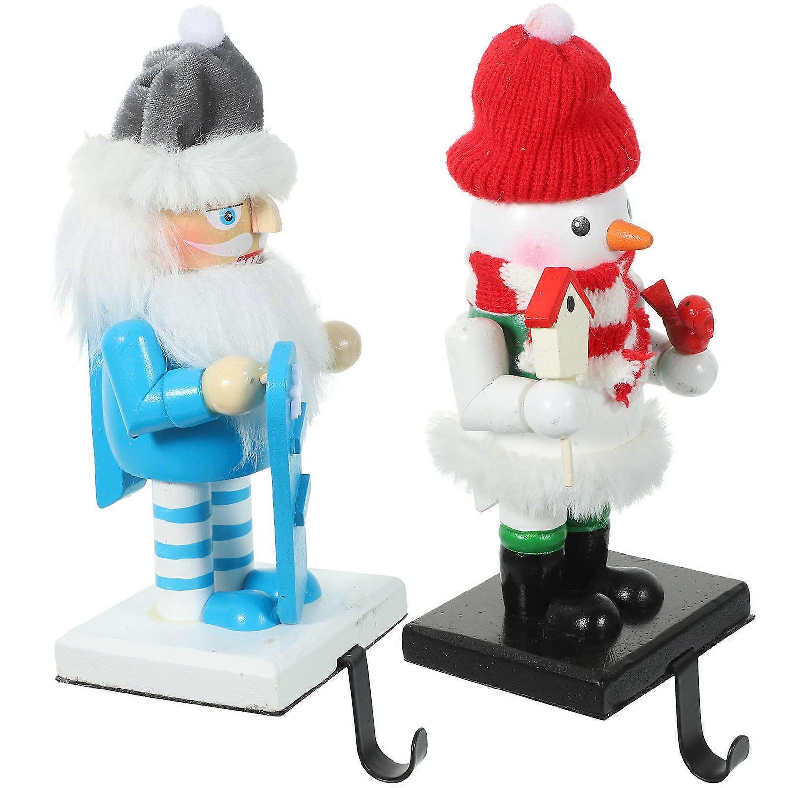 Christmas Stocking Hangers Snowman and Santa Claus Stocking Hooks 3Sets