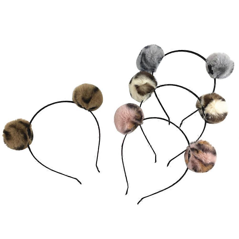 Plush Leopard Hair Ball Headband for Decor Use 12Pcs Assorted