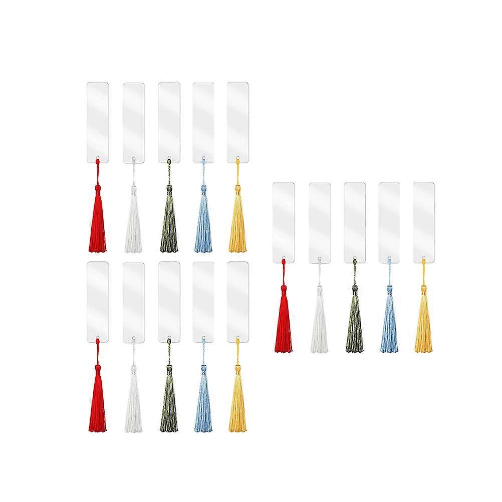 Tassel Bookmark Acrylic Bookmarks for Marking 30Sets Transparent Blank DIY Cards