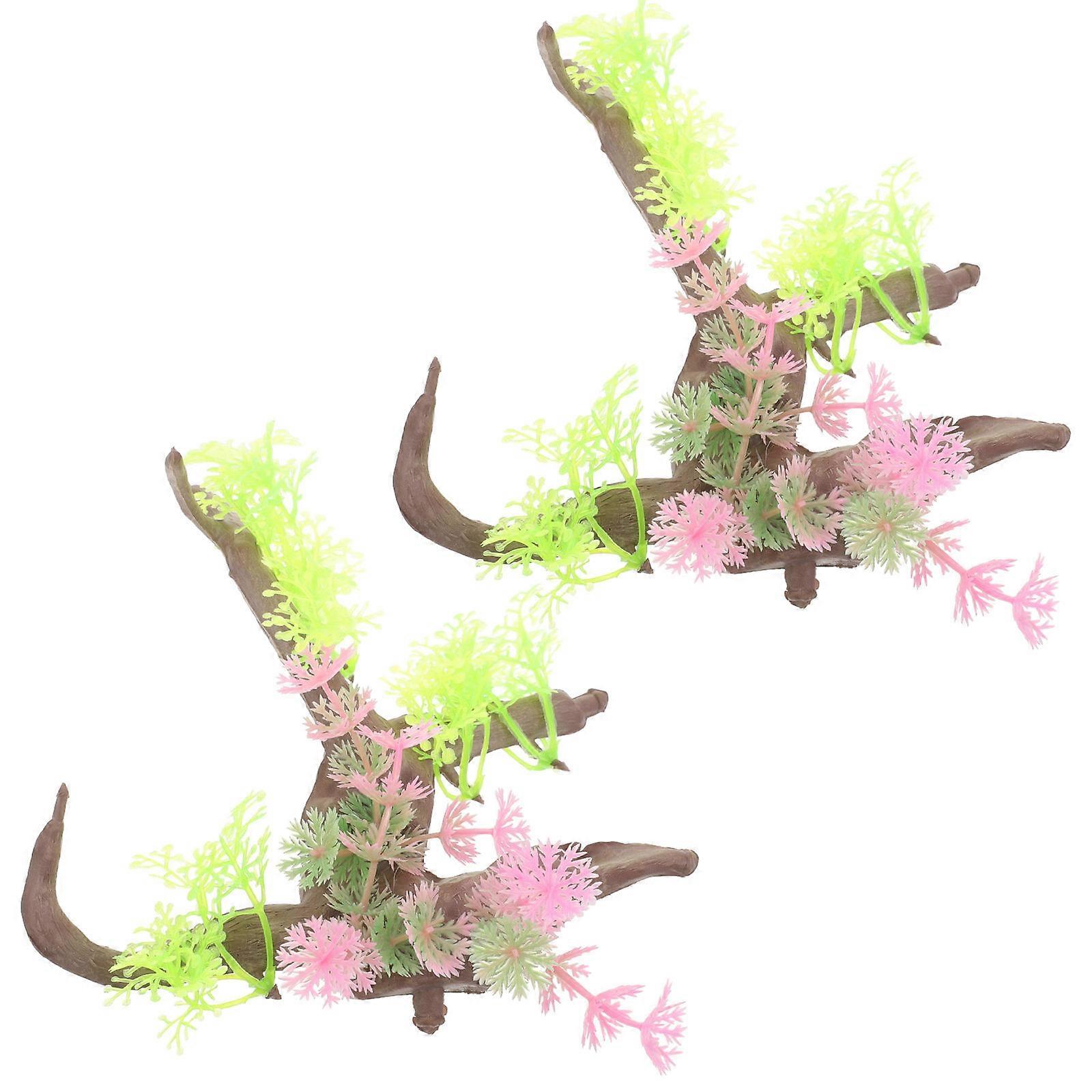 5.9X5.5X7.9In Fish Tank Decoration 4 Pcs Realistic Tree Branch Aquarium Plants Safe Plastic Material for Pet Owners