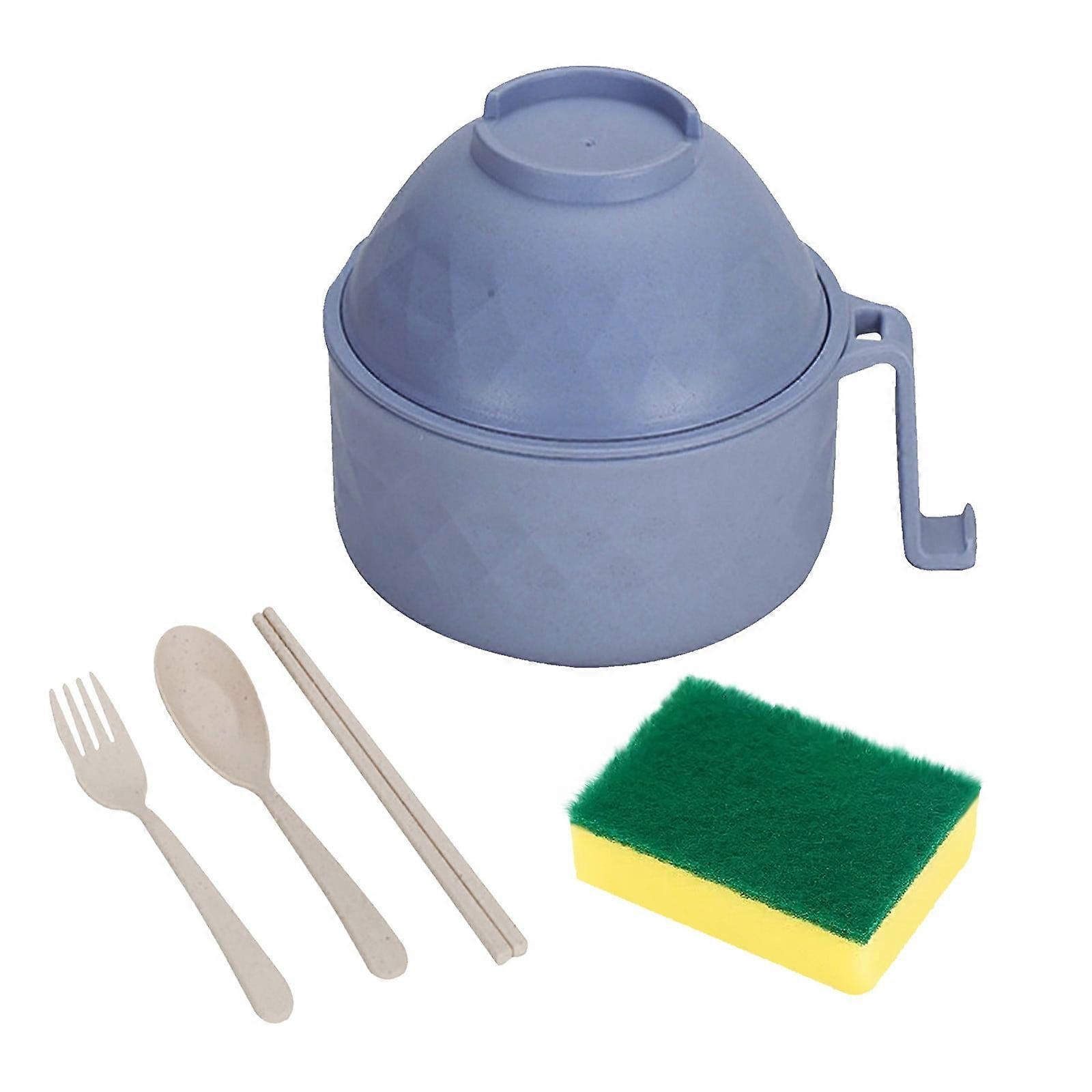 6-Piece Bamboo Fiber Ramen Bowl Set with Utensils & Sponge, Microwaveable Noodle Cookware for Quick Meals – Compatible with Dorm Rooms