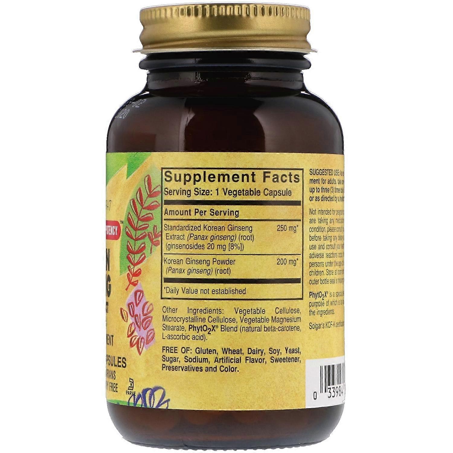 Solgar, Korean Ginseng Root Extract, 60 Vegetable Capsules